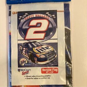 Rusty Wallace Miller Lite Wincraft Racing Vertical Flag with Blue and Red